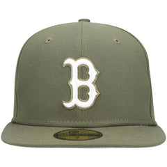 Boston Red Sox New Era White Logo 59FIFTY Fitted Hat - Olive - New Era Sale