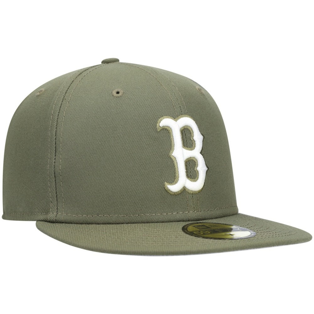 Boston Red Sox New Era White Logo 59FIFTY Fitted Hat - Olive - New Era Sale
