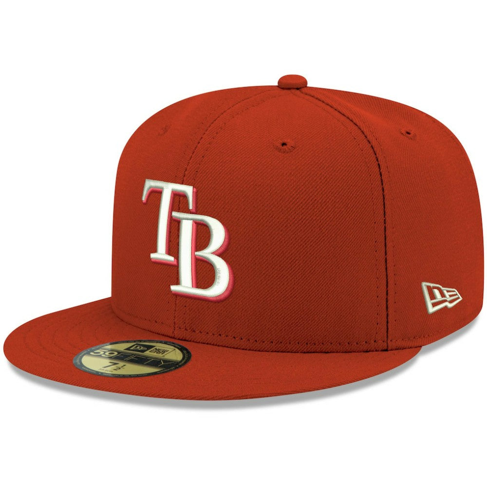 Tampa Bay Rays New Era White Logo 59FIFTY Fitted Hat - Red - New Era Discount