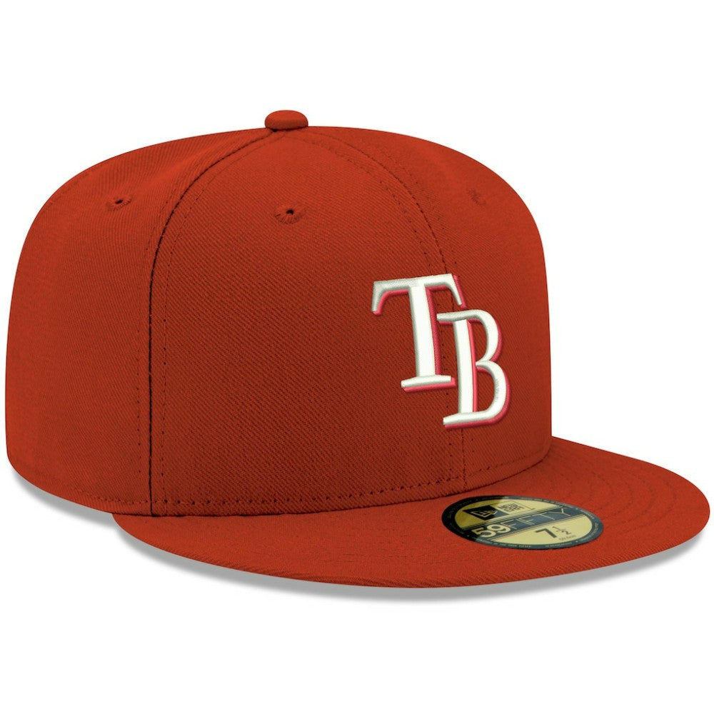 Tampa Bay Rays New Era White Logo 59FIFTY Fitted Hat - Red - New Era Discount