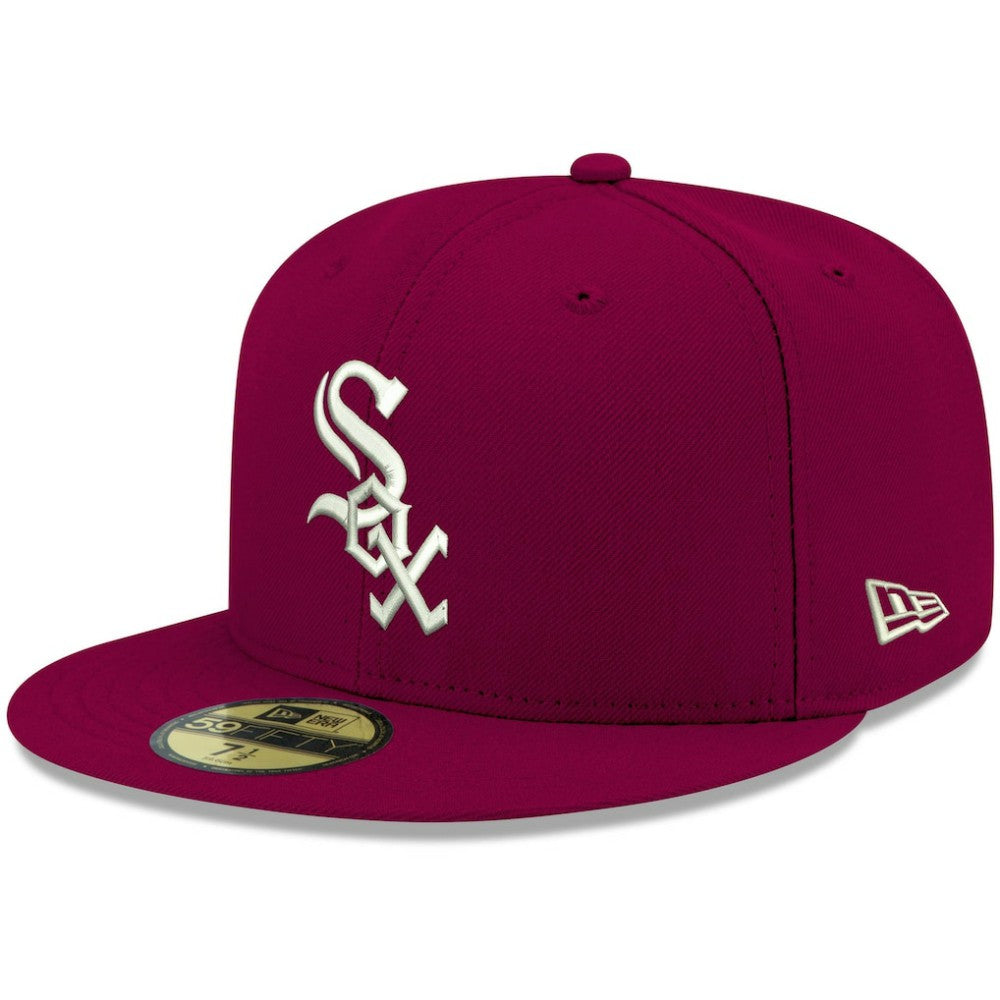 Chicago White Sox New Era White Logo 59FIFTY Fitted Hat - Cardinal - New Era Sale