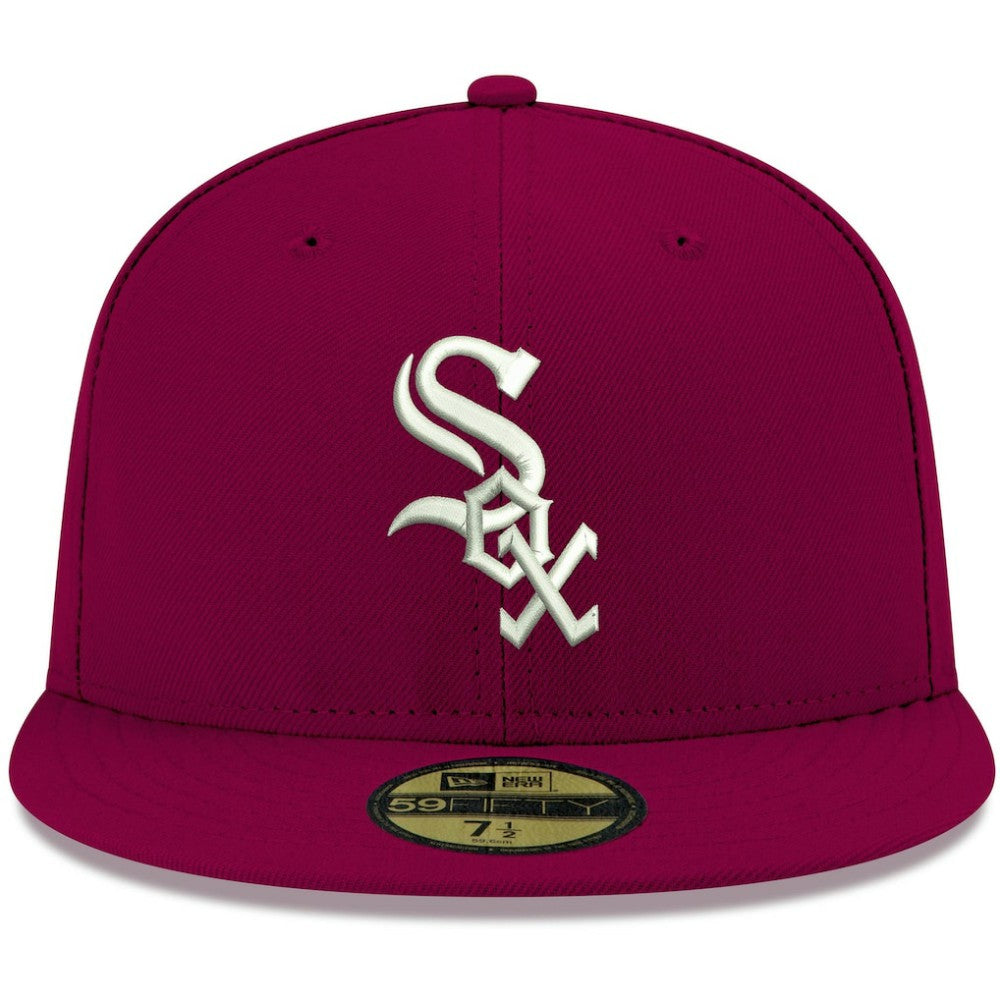 Chicago White Sox New Era White Logo 59FIFTY Fitted Hat - Cardinal - New Era Sale