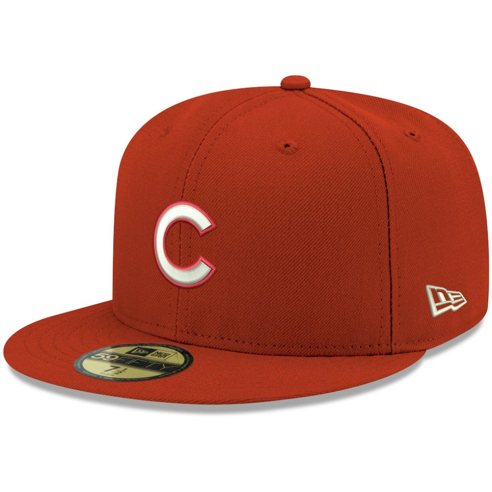 Chicago Cubs New Era White Logo 59FIFTY Fitted Hat - Red - New Era Sale