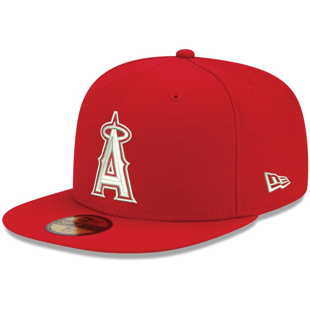 Los Angeles Angels New Era White Logo 59FIFTY Fitted Hat - Red - New Era Online