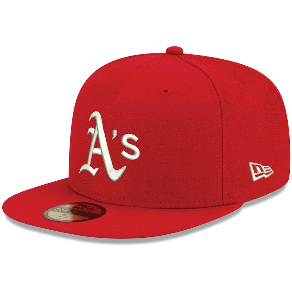 Athletics New Era White Logo 59FIFTY Fitted Hat - Red - New Era Online