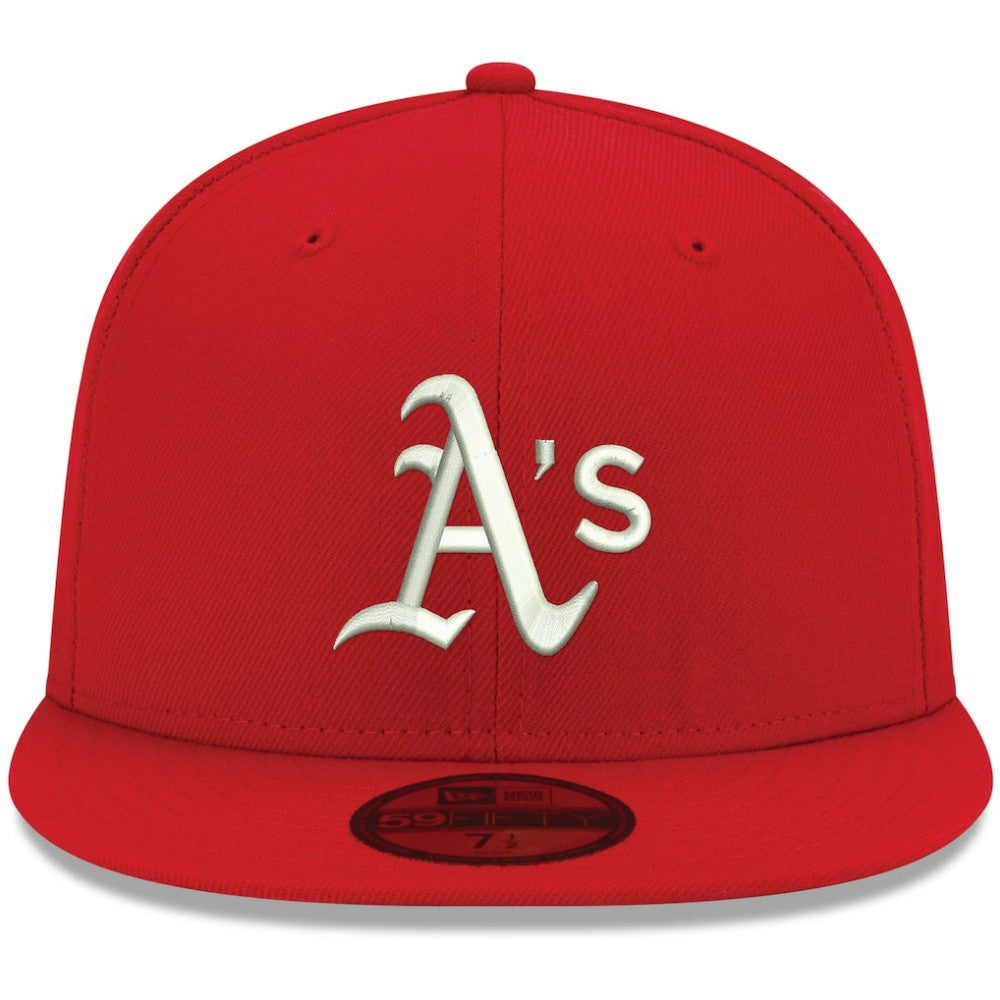 Athletics New Era White Logo 59FIFTY Fitted Hat - Red - New Era Online
