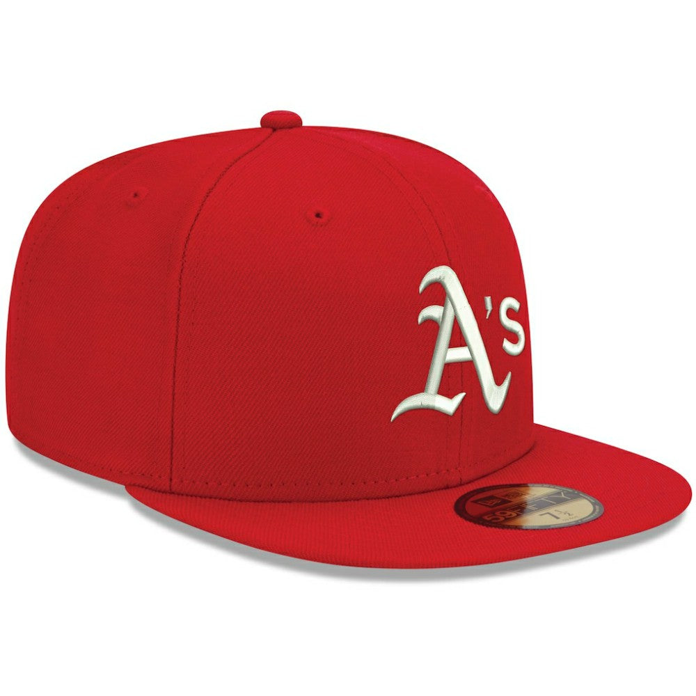 Athletics New Era White Logo 59FIFTY Fitted Hat - Red - New Era Online