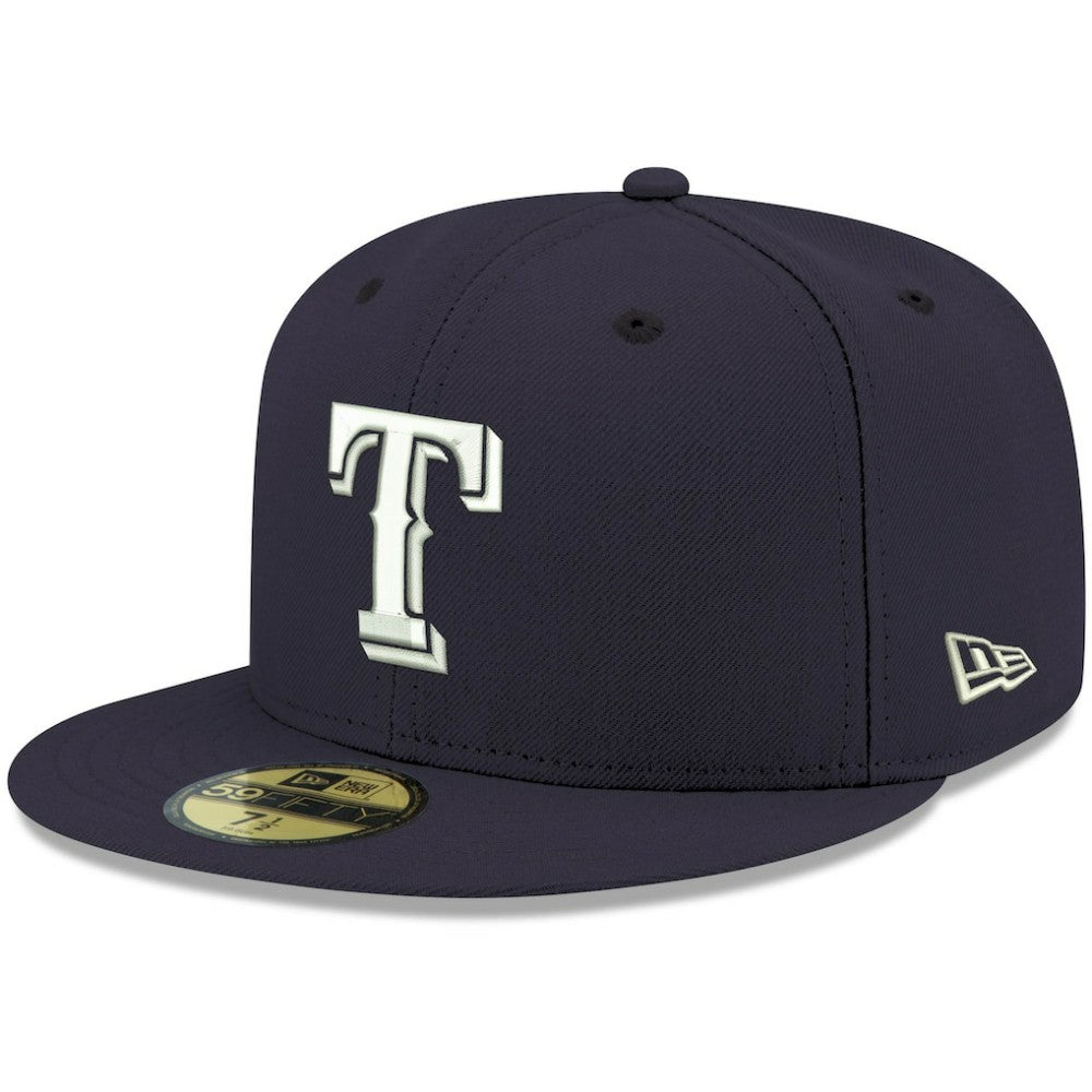 Texas Rangers New Era White Logo 59FIFTY Fitted Hat - Navy - New Era Discount
