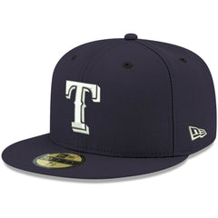 Texas Rangers New Era White Logo 59FIFTY Fitted Hat - Navy - New Era Discount