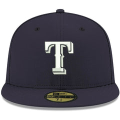 Texas Rangers New Era White Logo 59FIFTY Fitted Hat - Navy - New Era Discount