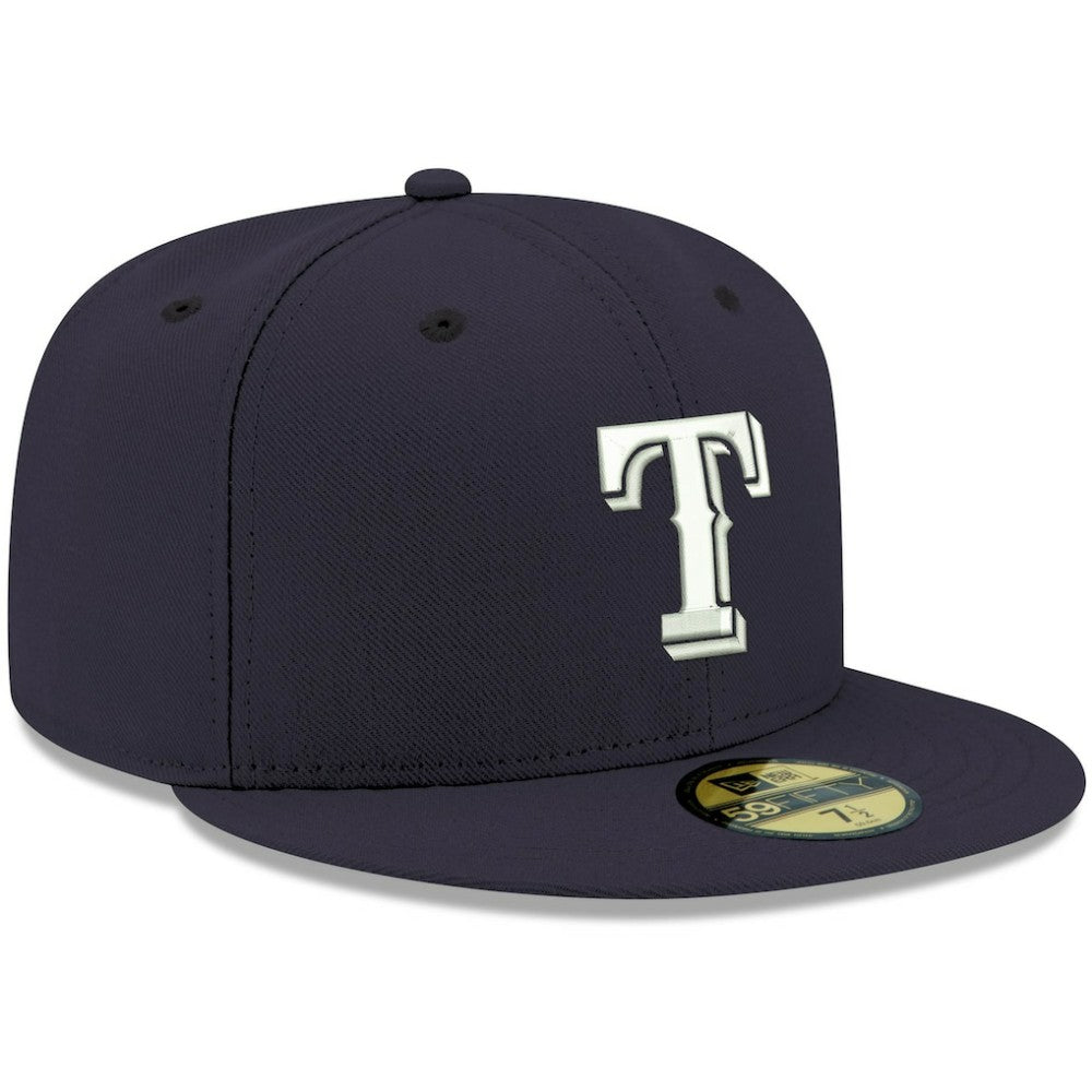 Texas Rangers New Era White Logo 59FIFTY Fitted Hat - Navy - New Era Discount