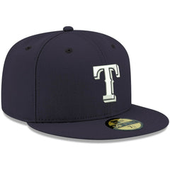 Texas Rangers New Era White Logo 59FIFTY Fitted Hat - Navy - New Era Discount