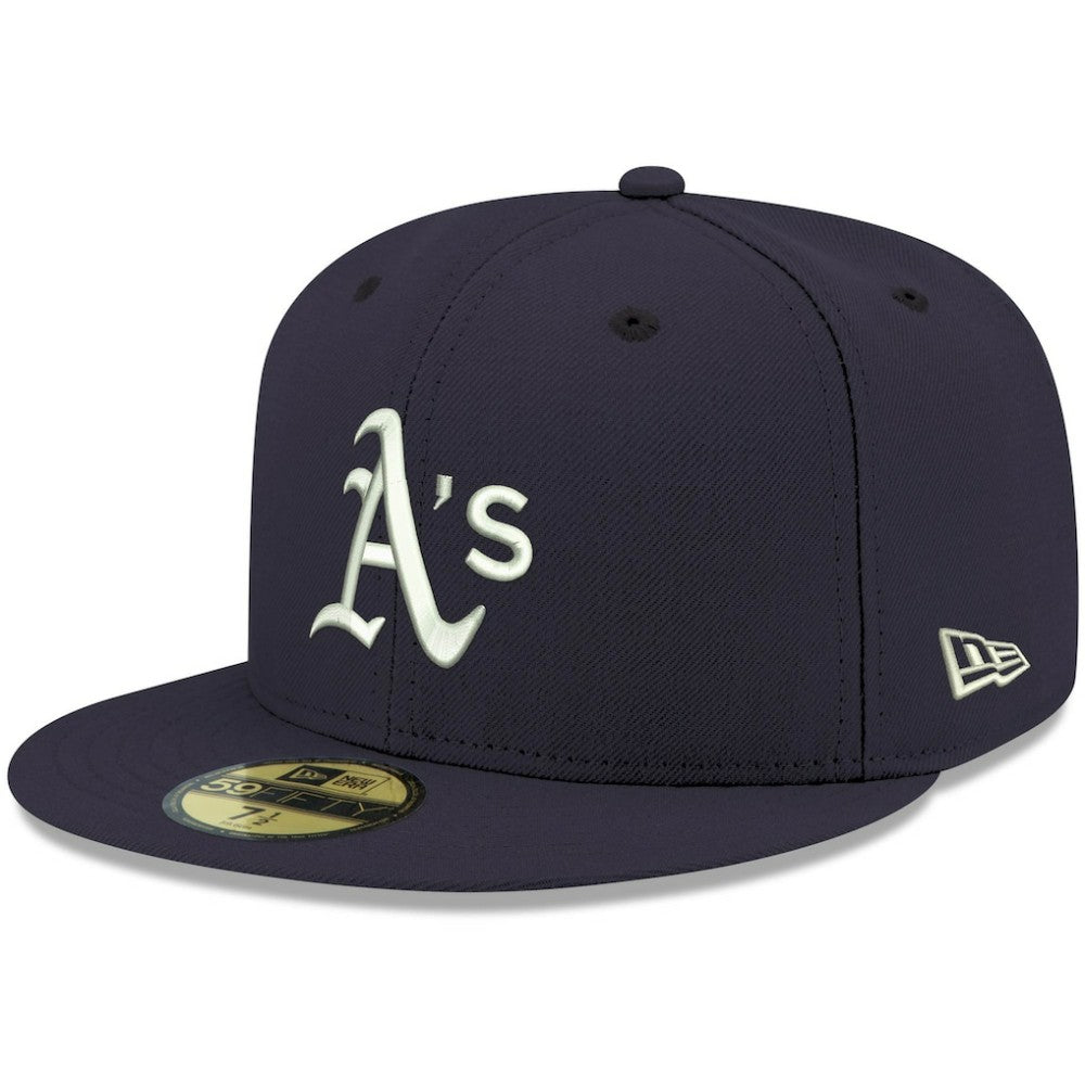 Athletics New Era White Logo 59FIFTY Fitted Hat - Navy - New Era Discount