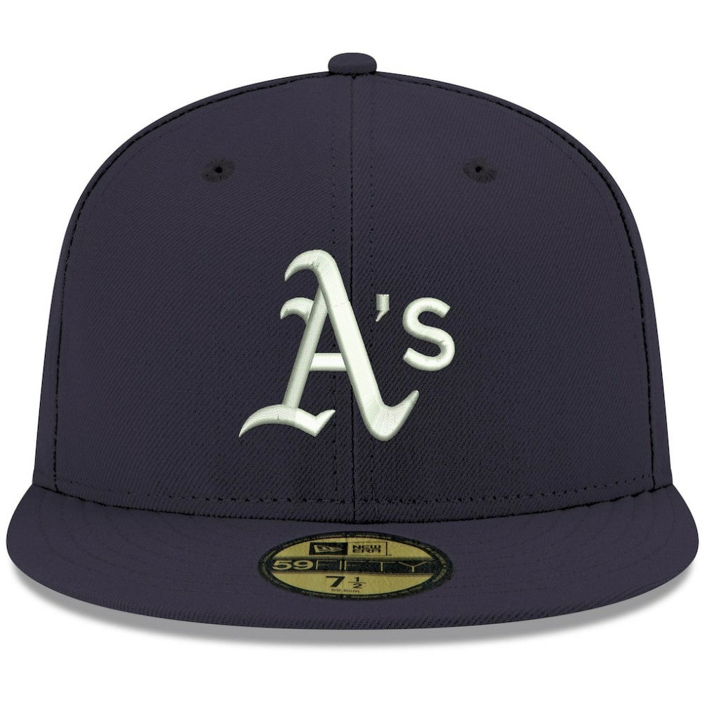 Athletics New Era White Logo 59FIFTY Fitted Hat - Navy - New Era Discount
