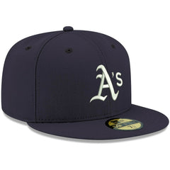 Athletics New Era White Logo 59FIFTY Fitted Hat - Navy - New Era Discount
