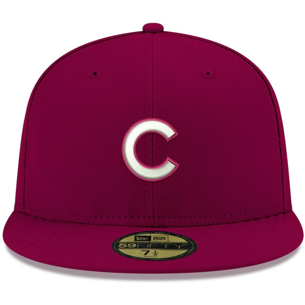 Chicago Cubs New Era White Logo 59FIFTY Fitted Hat - Cardinal - New Era Lifestyle