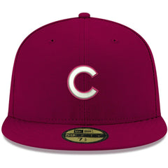 Chicago Cubs New Era White Logo 59FIFTY Fitted Hat - Cardinal - New Era Lifestyle