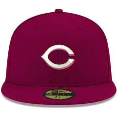 Cincinnati Reds New Era White Logo 59FIFTY Fitted Hat - Cardinal - New Era Sale