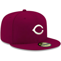 Cincinnati Reds New Era White Logo 59FIFTY Fitted Hat - Cardinal - New Era Sale