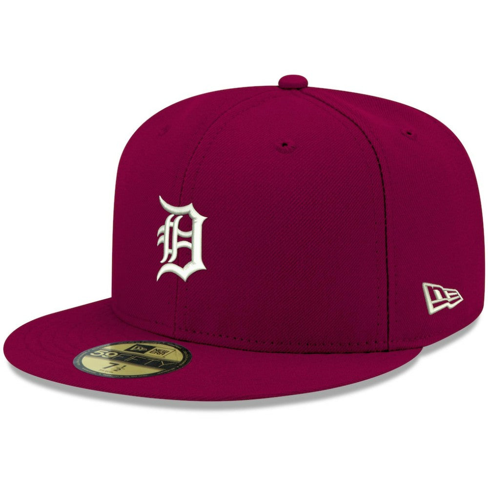 Detroit Tigers New Era White Logo 59FIFTY Fitted Hat - Cardinal - New Era Sale