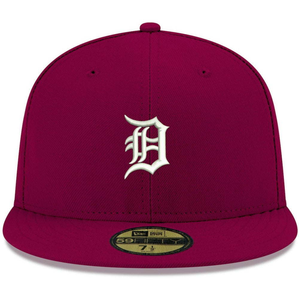 Detroit Tigers New Era White Logo 59FIFTY Fitted Hat - Cardinal - New Era Sale
