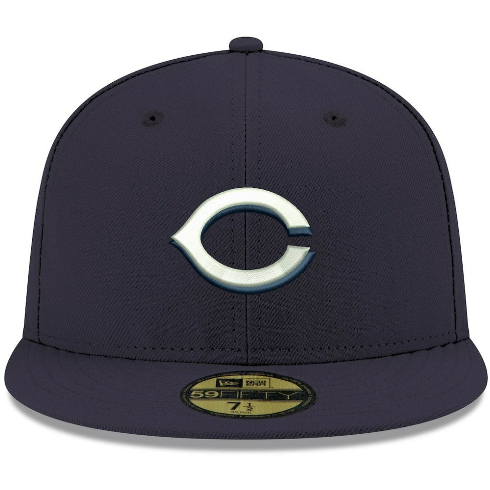 Cincinnati Reds New Era White Logo 59FIFTY Fitted Hat - Navy - New Era Discount