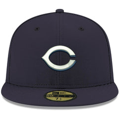 Cincinnati Reds New Era White Logo 59FIFTY Fitted Hat - Navy - New Era Discount