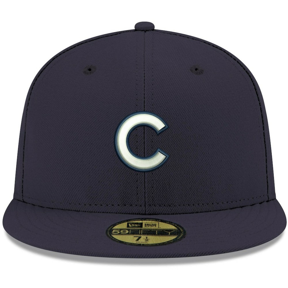Chicago Cubs New Era White Logo 59FIFTY Fitted Hat - Navy - New Era Sale