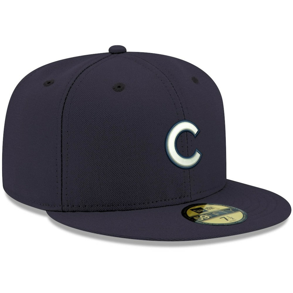 Chicago Cubs New Era White Logo 59FIFTY Fitted Hat - Navy - New Era Sale