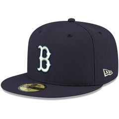 Boston Red Sox New Era White Logo 59FIFTY Fitted Hat - Navy - New Era Discount