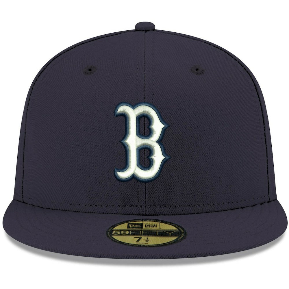 Boston Red Sox New Era White Logo 59FIFTY Fitted Hat - Navy - New Era Discount