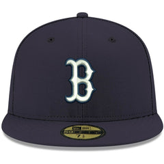 Boston Red Sox New Era White Logo 59FIFTY Fitted Hat - Navy - New Era Discount