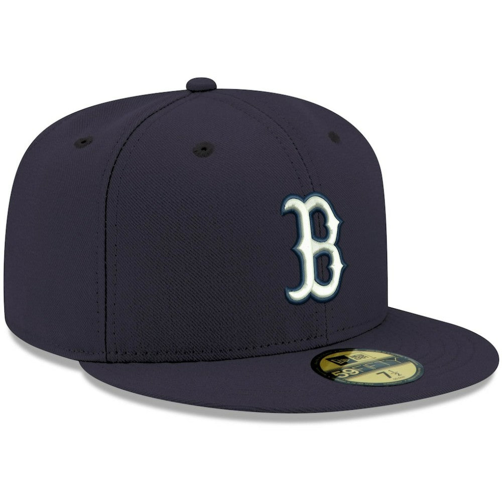 Boston Red Sox New Era White Logo 59FIFTY Fitted Hat - Navy - New Era Discount