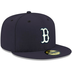 Boston Red Sox New Era White Logo 59FIFTY Fitted Hat - Navy - New Era Discount