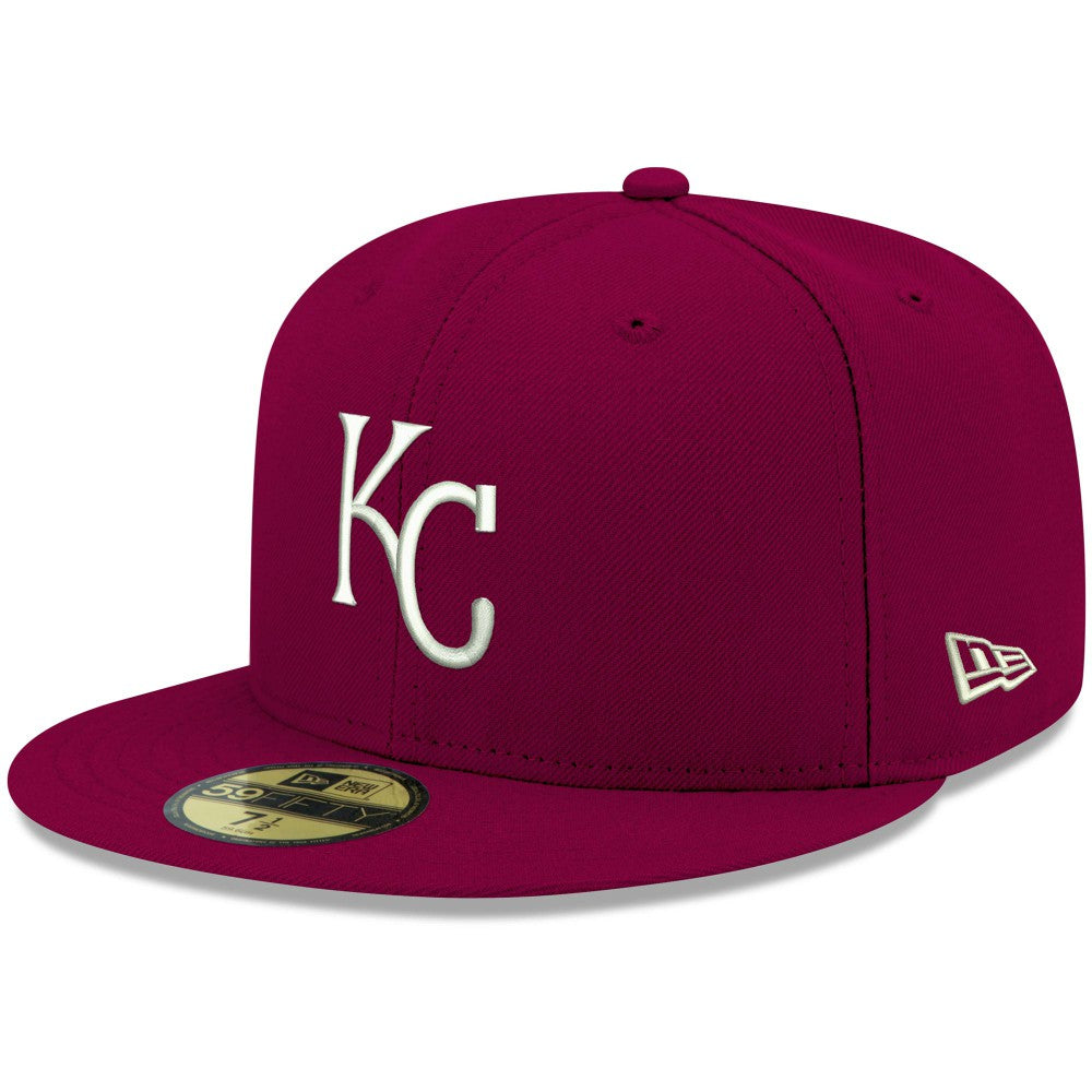 Kansas City Royals New Era White Logo 59FIFTY Fitted Hat - Cardinal - New Era Discount