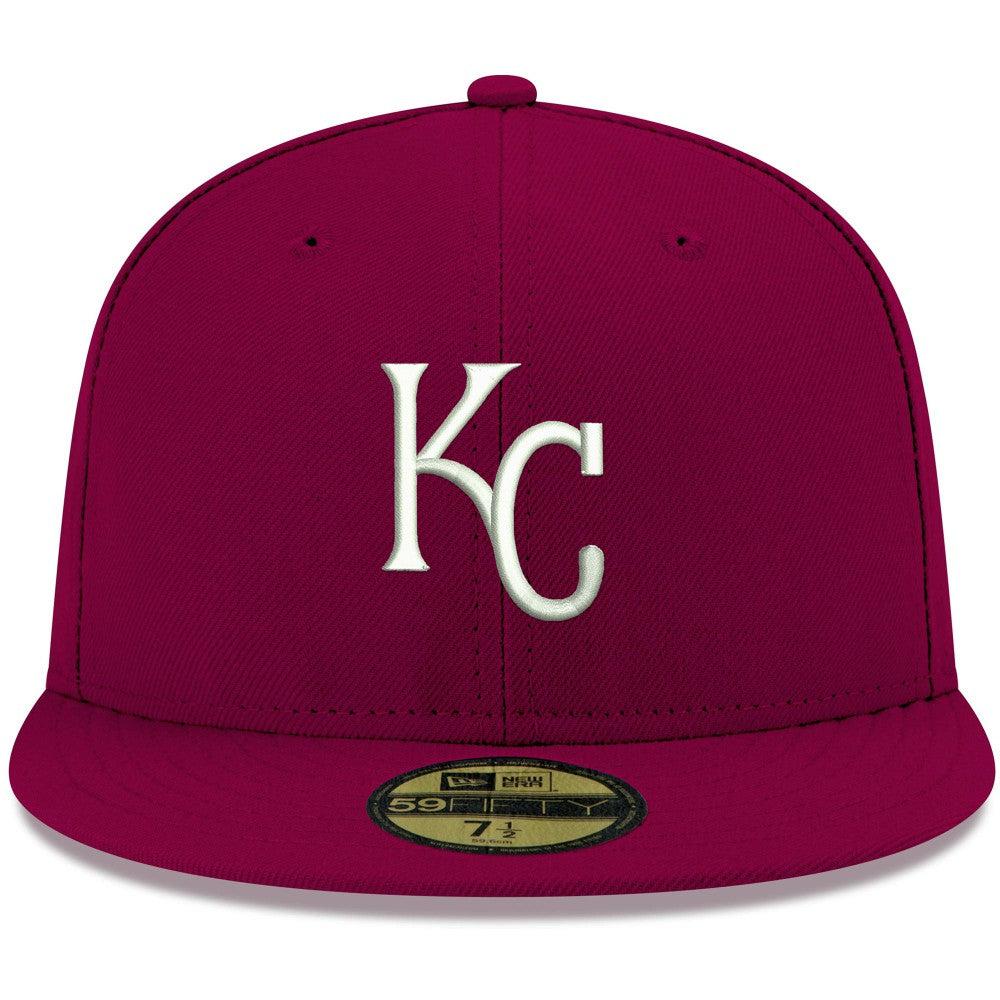 Kansas City Royals New Era White Logo 59FIFTY Fitted Hat - Cardinal - New Era Discount