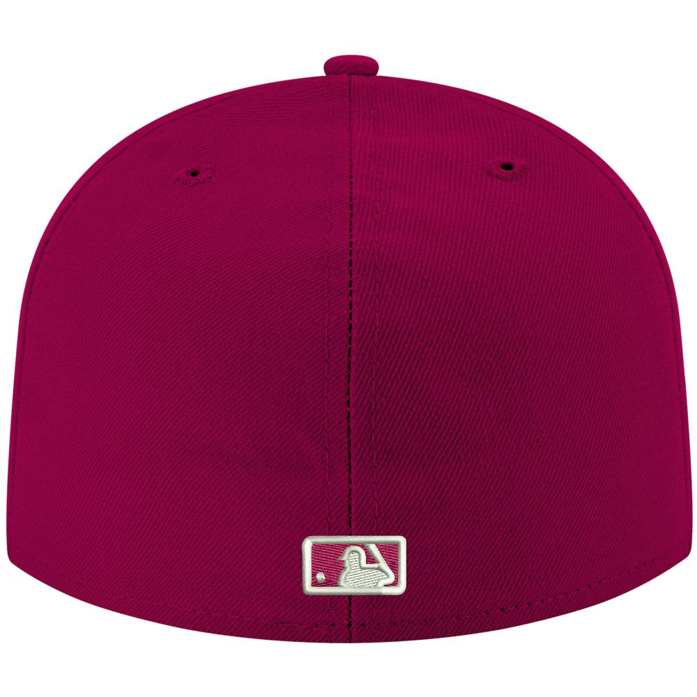 New York Mets New Era White Logo 59FIFTY Fitted Hat - Cardinal - New Era Discount