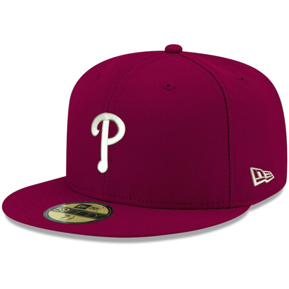 Philadelphia Phillies New Era White Logo 59FIFTY Fitted Hat - Cardinal - New Era Lifestyle