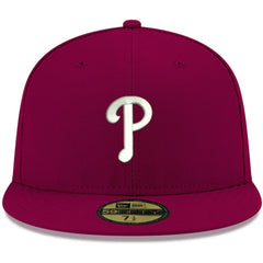 Philadelphia Phillies New Era White Logo 59FIFTY Fitted Hat - Cardinal - New Era Lifestyle