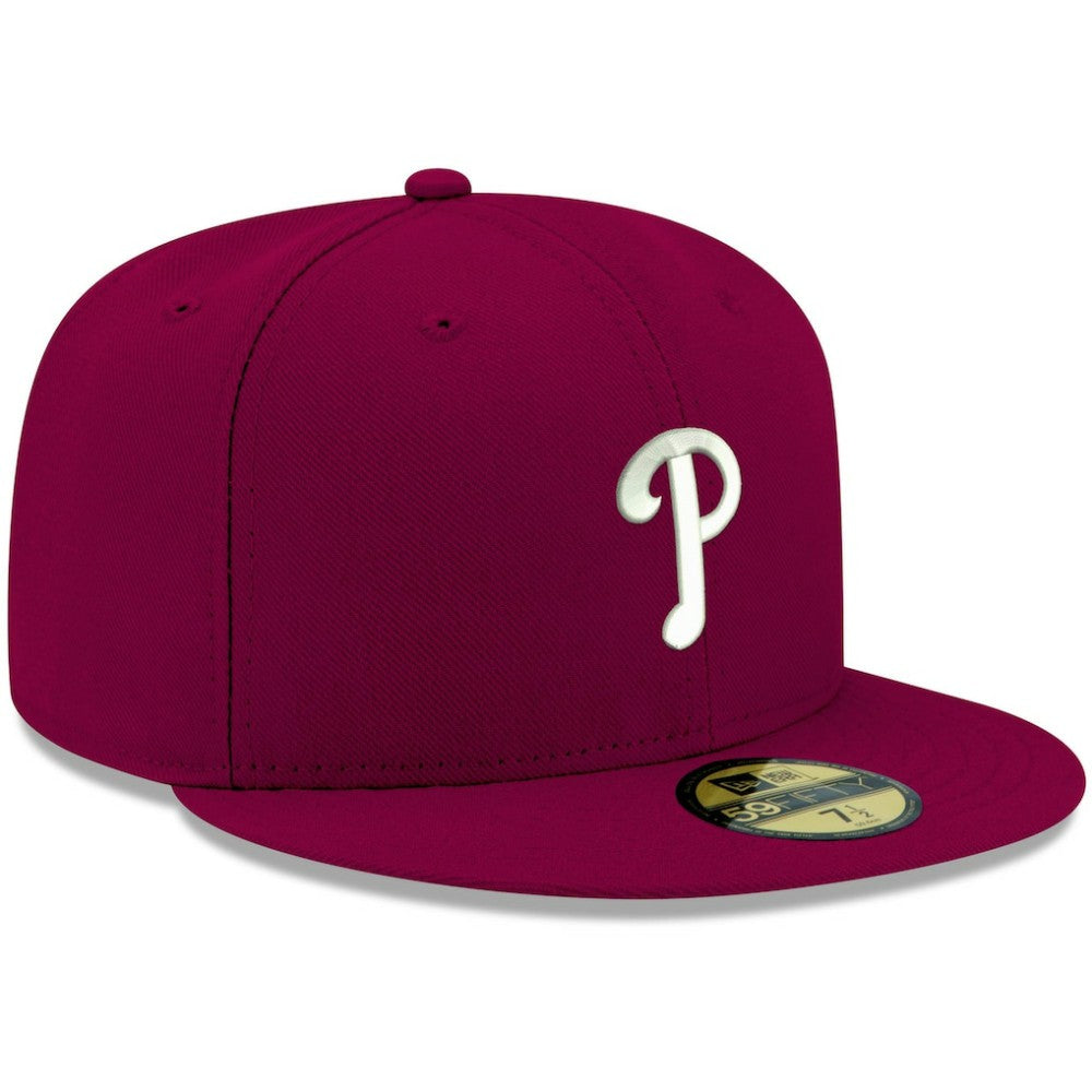 Philadelphia Phillies New Era White Logo 59FIFTY Fitted Hat - Cardinal - New Era Lifestyle