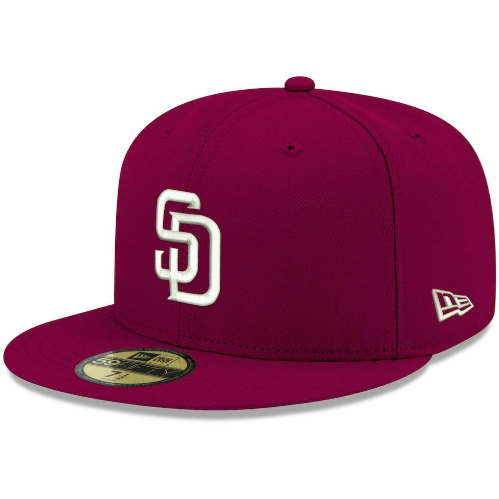 San Diego Padres New Era White Logo 59FIFTY Fitted Hat - Cardinal - New Era Sale