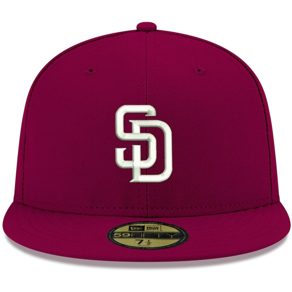 San Diego Padres New Era White Logo 59FIFTY Fitted Hat - Cardinal - New Era Sale