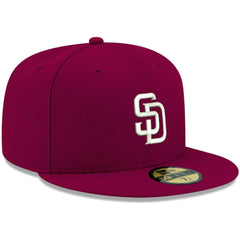 San Diego Padres New Era White Logo 59FIFTY Fitted Hat - Cardinal - New Era Sale