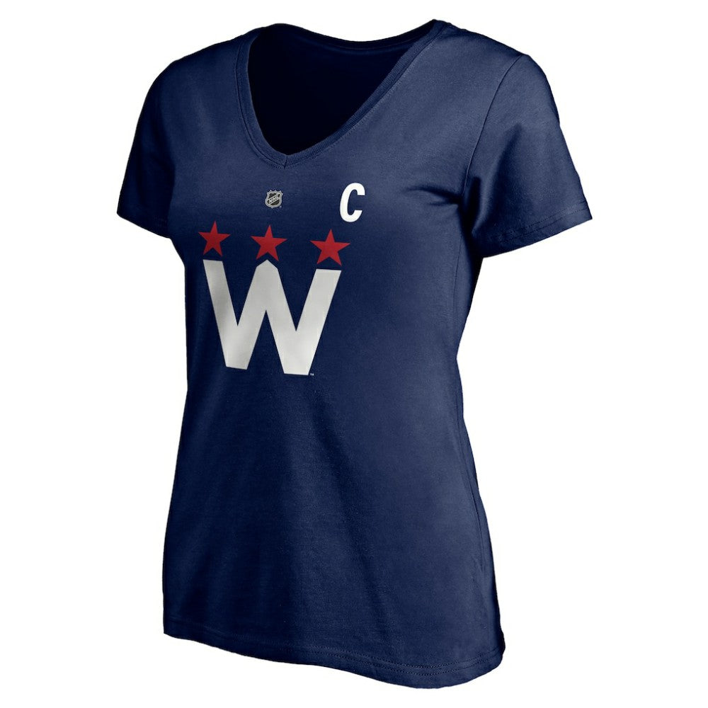 Alexander Ovechkin Washington Capitals Fanatics Women's Authentic Stack Name & Number V-Neck T-Shirt - Navy - NHL 4216051