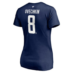 Alexander Ovechkin Washington Capitals Fanatics Women's Authentic Stack Name & Number V-Neck T-Shirt - Navy - NHL 4216051