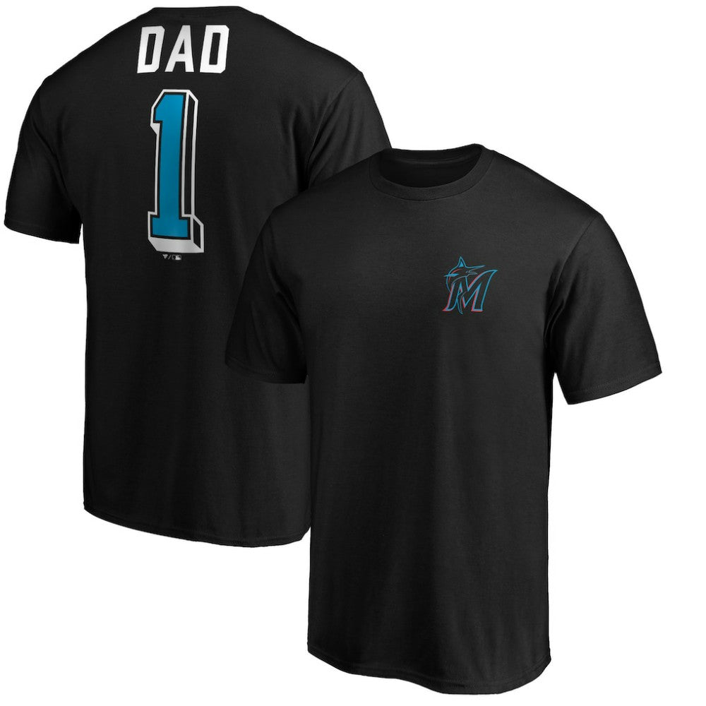 Miami Marlins Number One Dad T-Shirt - Black - MLB Sale