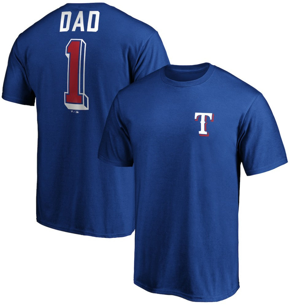 Texas Rangers Number One Dad T-Shirt - Royal - MLB Sale