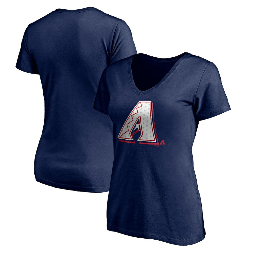 Arizona Diamondbacks Women's Red White and Team V-Neck T-Shirt - Navy - MLB Discount