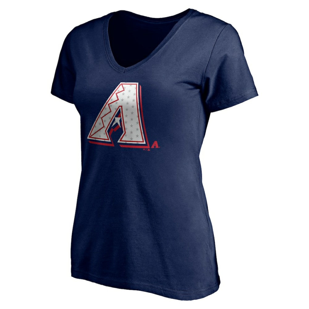 Arizona Diamondbacks Women's Red White and Team V-Neck T-Shirt - Navy - MLB Discount
