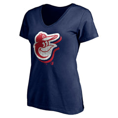 Baltimore Orioles Women's Red White and Team V-Neck T-Shirt - Navy - MLB Discount
